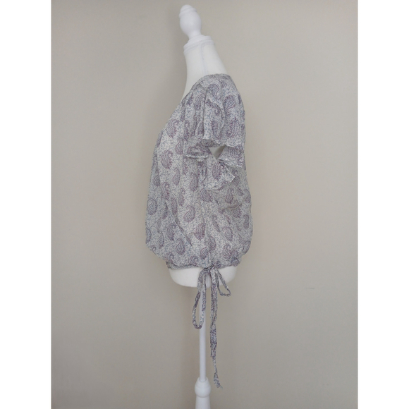 Anthropologie Moulinette Soeurs Silk & Cotton Faux Wrap Blouse Size 10 - Picture 4 of 8